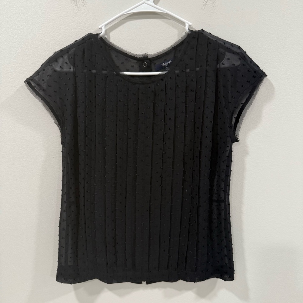 Madewell Black Pleated Blouse Size XS EUC